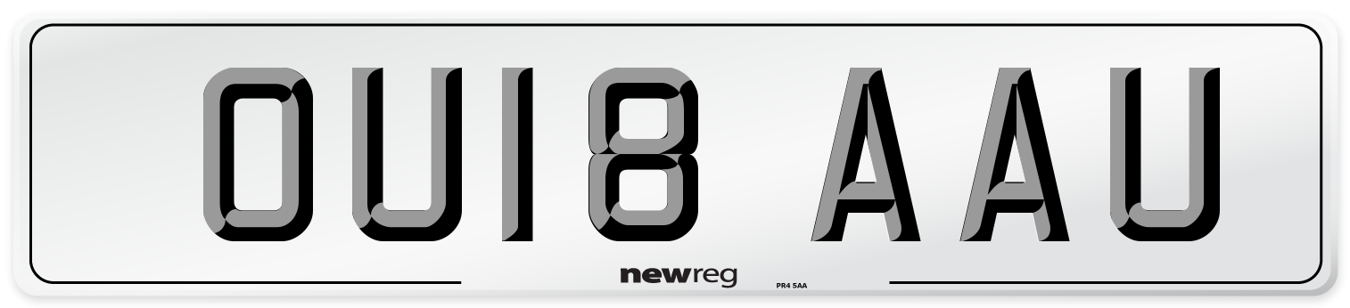 OU18 AAU Number Plate from New Reg